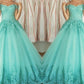 Ball Gown Sleeveless Off-the-Shoulder Applique Floor-Length Tulle Dresses DEP0001912
