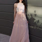 A-Line/Princess Chiffon Lace Halter Sleeveless Floor-Length Junior/Girls Bridesmaid Dresses DEP0005832