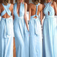 A-Line/Princess Sleeveless Spandex Floor-Length Bridesmaid Dresses DEP0005230