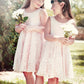 A-Line/Princess Sleeveless Scoop Knee-Length Ruffles Lace Flower Girl Dresses DEP0007591
