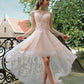 A-Line/Princess Tulle Applique Sheer Neck Sleeveless Asymmetrical Homecoming Dresses DEP0003136