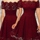 A-Line/Princess Lace Ruffles Bateau Short Sleeves Short/Mini Dresses DEP0008418