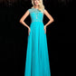 A-Line/Princess Jewel Lace Short Sleeves Long Chiffon Dresses DEP0003888