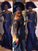 Trumpet/Mermaid Long Sleeves V-neck Satin Lace Sweep/Brush Train Dresses DEP0002791