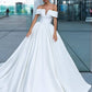 Ball Gown Satin Ruffles Off-the-Shoulder Sleeveless Court Train Wedding Dresses DEP0006990