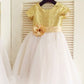 A-line/Princess Scoop Short Sleeves Sequin Long Tulle Dresses DEP0007669