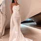 A-Line/Princess Satin Ruched Strapless Sleeveless Court Train Wedding Dresses DEP0006532