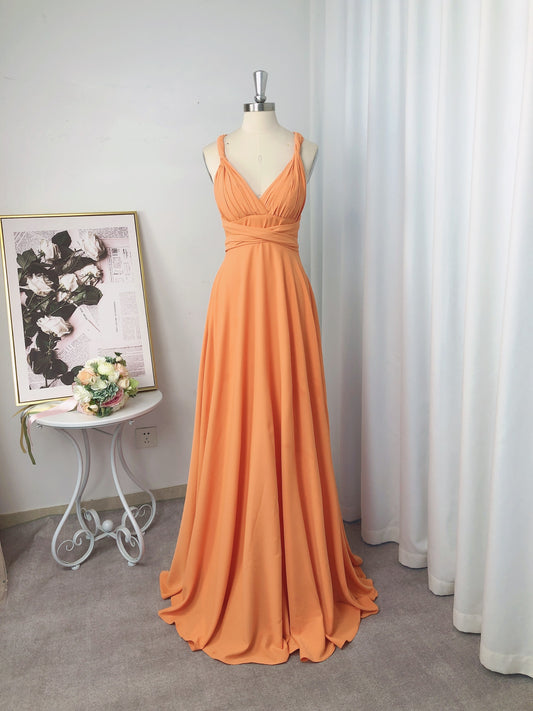A-Line/Princess Jersey Ruched V-neck Sleeveless Floor-Length Bridesmaid Dresses DEP0005824