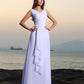 A-Line/Princess V-neck Pleats Sleeveless Long Chiffon Beach Wedding Dresses DEP0006534