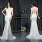 Trumpet/Mermaid V-neck Lace Sleeveless Long Lace Wedding Dresses DEP0006662