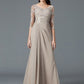 A-Line/Princess 1/2 Sleeves Scoop Applique Chiffon Floor-Length Mother of the Bride Dresses DEP0007072