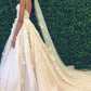 A-Line/Princess Tulle Applique Spaghetti Straps Sleeveless Court Train Wedding Dresses DEP0006841