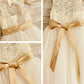 A-line/Princess Scoop Sleeveless Bowknot Knee-Length Tulle Flower Girl Dresses DEP0007495