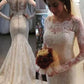 Trumpet/Mermaid Bateau Long Sleeves Sweep/Brush Train Applique Lace Wedding Dresses DEP0006679