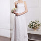 Sheath/Column Square Neck Sleeveless Ruffles Ruched Long Chiffon Net Wedding Dresses DEP0006992
