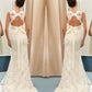 Trumpet/Mermaid Lace Sash/Ribbon/Belt V-neck Sleeveless Sweep/Brush Train Wedding Dresses DEP0006607