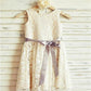 A-line/Princess Scoop Sleeveless Bowknot Tea-Length Lace Flower Girl Dresses DEP0007797