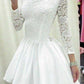 A-Line/Princess Long Sleeves Scoop Lace Chiffon Short/Mini Dresses DEP0008173