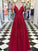 A-Line/Princess Sleeveless V-neck Floor-Length Applique Tulle Dresses DEP0001448