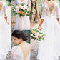 A-Line/Princess 1/2 Sleeves V-neck Floor-Length Applique Lace Chiffon Wedding Dresses DEP0006413