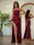 Sheath/Column Elastic Woven Satin Ruched Halter Sleeveless Floor-Length Dresses DEP0001521