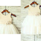 A-line/Princess Straps Sleeveless Hand-made Flower Tea-Length Tulle Flower Girl Dresses DEP0007856