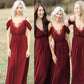 A-Line/Princess Spaghetti Straps Sleeveless Floor-Length Lace Chiffon Bridesmaid Dresses DEP0005238