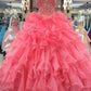 Ball Gown Sweetheart Sleeveless Floor-Length Beading Organza Dresses DEP0001792