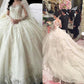 Ball Gown Scoop Cathedral Train Long Sleeves Lace Applique Tulle Wedding Dresses DEP0006377