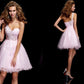 A-Line/Princess One-Shoulder Sleeveless Beading Short Elastic Woven Satin Homecoming Dresses DEP0008721
