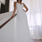 Sheath/Column Chiffon Lace Spaghetti Straps Sleeveless Floor-Length Wedding Dresses DEP0006094