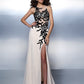 A-Line/Princess Bateau Applique Sleeveless Long Chiffon Dresses DEP0003017
