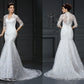 Trumpet/Mermaid V-neck Lace 1/2 Sleeves Long Lace Wedding Dresses DEP0006569