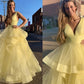Ball Gown Floor-Length V-neck Ruffles Sleeveless Organza Dresses DEP0001806