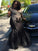 Trumpet/Mermaid Sheer Neck Long Sleeves Applique Floor-Length Tulle Plus Size Dresses DEP0002830