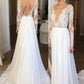 A-Line/Princess Chiffon Lace V-neck Long Sleeves Sweep/Brush Train Wedding Dresses DEP0006842