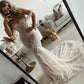 Trumpet/Mermaid Off-the-Shoulder Tulle Applique Sleeveless Sweep/Brush Train Wedding Dresses DEP0006113