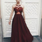A-Line/Princess Halter Sleeveless Floor-Length Applique Elastic Woven Satin Dresses DEP0002128