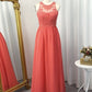 A-Line/Princess Chiffon Applique Scoop Floor-Length Sleeveless Dresses DEP0004768