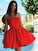 A-Line/Princess Satin Strapless Sleeveless Ruffles Short/Mini Homecoming Dresses DEP0004295