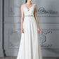 A-Line/Princess Sleeveless V-neck Sweep/Brush Train Chiffon Wedding Dresses DEP0006487