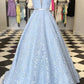 A-Line/Princess Sleeveless Lace Applique Straps Floor-Length Dresses DEP0004148