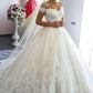 Ball Gown Off-the-Shoulder Sleeveless Sweep/Brush Train Lace Tulle Wedding Dresses DEP0006032