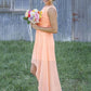 A-Line/Princess Sleeveless Scoop Asymmetrical Chiffon Bridesmaid Dresses DEP0005298