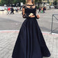Ball Gown Long Sleeves Bateau Satin Floor-Length Dresses DEP0001461