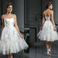 A-Line/Princess Sweetheart Ruched Sleeveless Short Satin Wedding Dresses DEP0006598