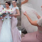 Trumpet/Mermaid Bateau Sleeveless Sweep/Brush Train Beading Satin Bridesmaid Dresses DEP0005633