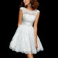 A-Line/Princess V-neck Short Sleeves Applique Short Organza Homecoming Dresses DEP0008328