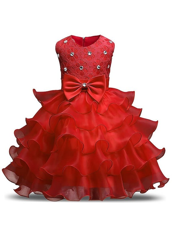 Ball Gown Sleeveless Scoop Ruffles Tea-Length Organza Flower Girl Dresses DEP0007678