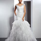 Trumpet/Mermaid V-neck Applique Sleeveless Long Tulle Wedding Dresses DEP0006631